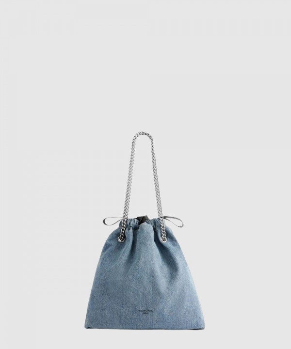 발렌시아가 크러쉬 미디엄 토트백 데님 7429412