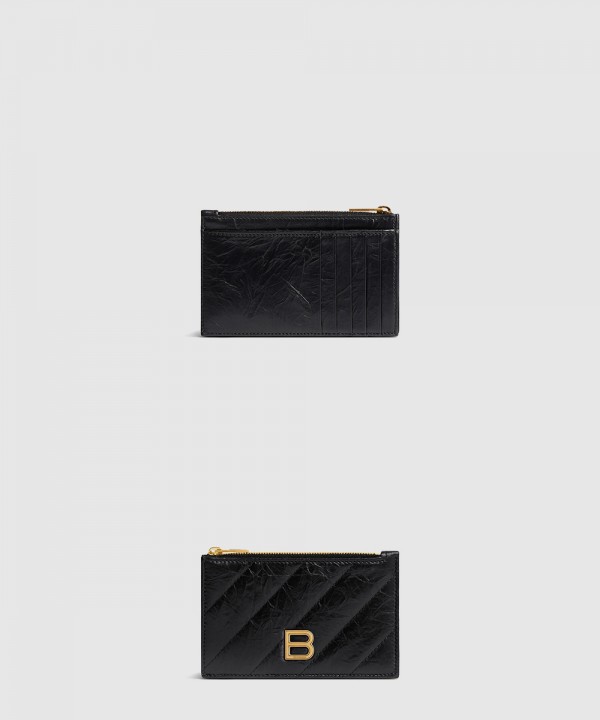 발렌시아가 크러쉬 퀼티드 롱 동전 카드 홀더 블랙 766465